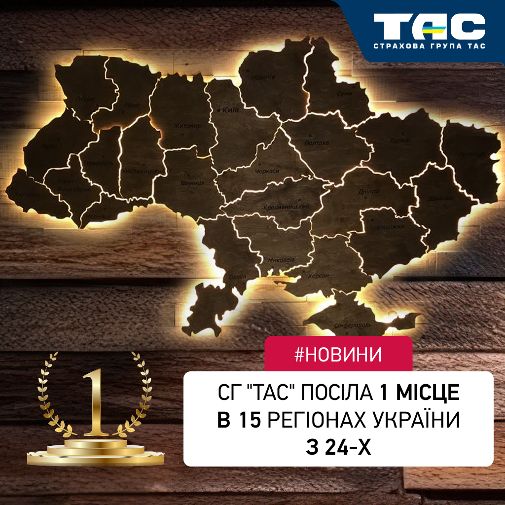 СГ «ТАС» посіла перше місце на страховому ринку України у   більшості регіонів України